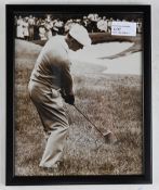 Period Ben Hogan signed b&w photograph, with COA, framed size #22cm x 27cm