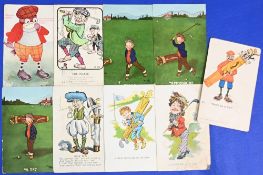 Collection of various early 20thc American and British Humorous cartoons and other amusing golfing