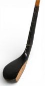 c1875 Robert Forgan of St Andrews long nose dark stained beechwood putter showing a clear maker's