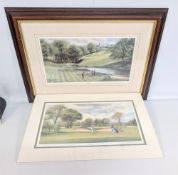 2x Terry Harrison Golf Prints, Sunday Golf Loose, and a framed High Tee print, both signed by artist