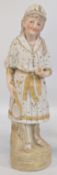 c1880 Antique Lawn Tennis Female Bisque Figure, 29cm tall by the German firm Gerbruder Heubach, in