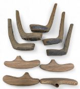 Golf Club Maker Laminated Heads, to include 5 left-handed laminated heads with lead weight, 4 junior