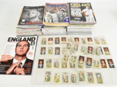 Cricket programmes and Will's Cricketers Cards 1928 to include 65+ mostly modern England home & away
