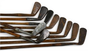 10x Assorted Golf irons incl Forgan for Mitchells of Manchester mashie L model, Vickers Super mashie