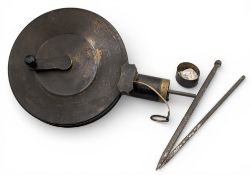 A rare Patent brass cased measuring tape by Lassell & Pearce with 