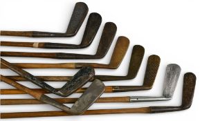 10x Assorted Golf putters incl double sided brass head, Gibson bent neck, straight line putter, A