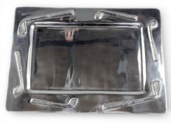 Holland & Boone polished pewter golf themed serving tray with butter knife - size 24cm x 34cm