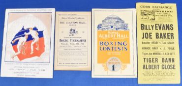 Boxing Programmes 1929-1935 to include Len Harvey v Jack Hood 1929 at Olympia, Boxing Tournament
