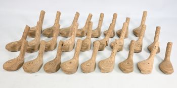 Golf Club Makers 25 laminated persimmon heads, assorted sizes, some started