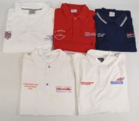 5x British Athletics Supporters Club Polo Shirts to include: white XL, red 2009 Leira Portugal