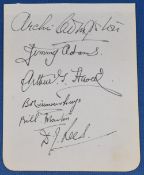 Pre WW2 Golfing signatures to include Archie Compston, Jimmy Adams, Arthur Havers, Bill Martin and