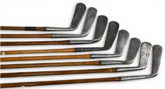 8x Metal blade putters incl W Jeffery goose neck, JB Halley number 47 wry neck, Craigy Montrose