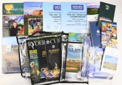 Golf Programmes and related ephemera: to include Ryder Cup programme 2006 with spectator guide, 2010