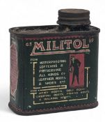 Unusual Advertising Militol Golf Shoes Waterproofing Tin - still has contents, 8cm tall