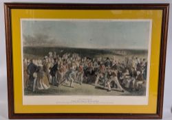 Charles Lees colour print titled - The Golfers - A Grand Match Played Over St Andrews. Print shows a