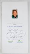 2006 Ryder Cup Bord Bia Lifetime Achievement Award Christy O'Connor Snr signed menu card
