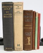 6x Period Golf Books, Advanced Golf James Brais 1908 3rd edition, Abe Mitchell Essentials of Golf