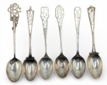6x Various period silver hallmarked Golf Teaspoons - to include WGS, SHC, AMGC, PDGC, BGC, FRGC, #