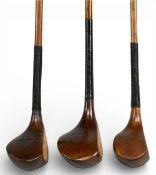 3x Late scared neck woods a brassie stamped A Mitchell, another stamped J Youdes and another wide