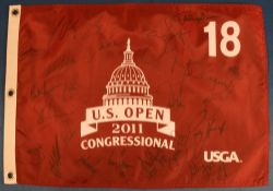 2011 Golf U.S Open Congressional 18th Hole Pin Flag hand signed by 24 including Rory McIlroy,
