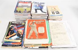 Cricket programmes and scorecards from the fifties onwards to include 80+ England home programmes,