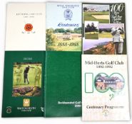 Golf History and Centenary paperback Books to include Kettering Golf Club 1891-1991 Centenary