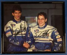 Williams F1 Rothmans Damon Hill and Jaques Villeneuve signed photograph, framed size 22cm x 27cm