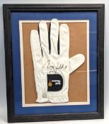 Nick Faldo Signed Golf Master Glove, framed size 28cm x 33cm