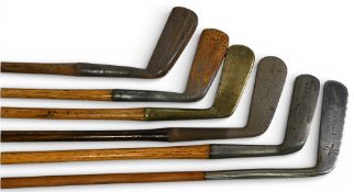 6x Assorted putters for restoration incl a Gem, Jack Coppack goose neck Benny style putter, Tom