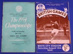 2x Athletics programmes from 1954 - the AAA Championships and the British Games meeting both held at