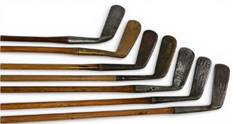 7x Assorted putters incl Lilywhite S6 straight blade, Maxwell model, Spalding wry neck metal head,