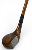George Duncan 'Cuirass' socket neck wooden cleek with metal central face insert and sole slip with