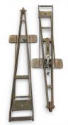 c1950 FRN Lake Folding Tennis Posts, metal posts, with ratchet for wire tension, collection