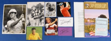 Golf signatures, photographs, Ryder Cup itinerary and programme to include signed photographs of