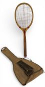 Wright & Ditson USA Columbia wooden Tennis Racket with good transfers, bevelled inside head,