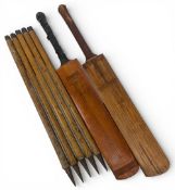 Vintage Cricket Bats and Wooden Stumps: a Len Hutton autograph Slazenger Gradidge - in used