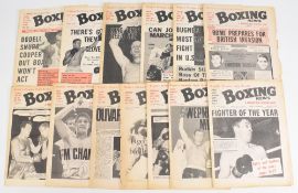 Boxing News newspaper magazine 1970-1985 to include 1970 x 14, 1971 x 12, 1972 x 24, 1973 x 23, 1976
