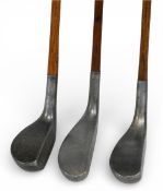 3x Alloy mallet head Golf putters with sound hosels all by the Standard Golf Co a Y model patent