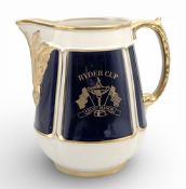 2010 Ryder Cup Celtic Manor Presentation Ceramic blue and gilt Quart Jug - made by 'Pickard in