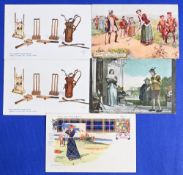3x Early Women related Golfing coloured postcards (5) to include 