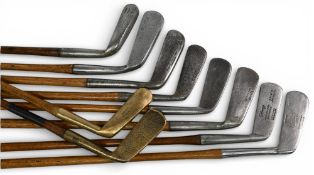 10x Assorted putters incl J Paxton goose neck showing the key cleek mark, Craigie Montrose Gem