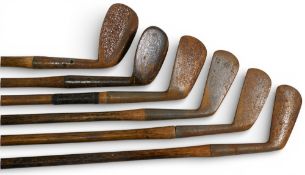 6x Assorted Golf irons for restoration incl Maxwell flanged sole niblick, small headed niblick, JH