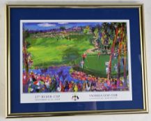 2008 Ryder Cup Valhalla Golf Club - small framed print by Leroy Neiman - size #21cm x 26cm
