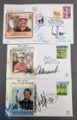 3x Signed The Open Championship Golf Commemorative Stamp and First Day Covers - to include an