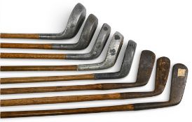 5x Assorted alloy mallet head putters incl FGI model, Braid Mills model, RNB model and a Ray model
