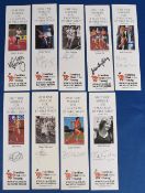 9x Bookmarks hand signed by athletics sports persons to include: Martyn Rooney, Goldie Sayers,