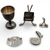 Period Golf Silver Hallmarked Collectables: to include a golf club calendar card stand, a golf