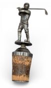 Fine silver hallmarked London Golf Bottle Stopper, indistinct markings 13cm tall #126g with its cork
