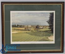 Graeme W Baxter Golf Print - the Gleneagles Hotel and Kings Course - signed in pencil by artist,