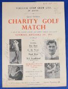 Golf signatures - Charity Match programme from Verulam Golf Club, St Albans 1950 hand signed by